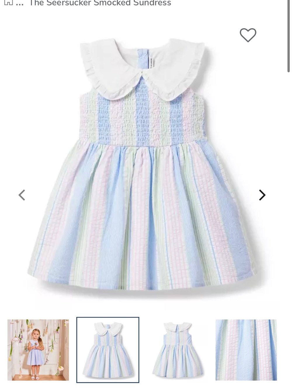 Janie and Jack Smocked Sundress size 6 pink blue white